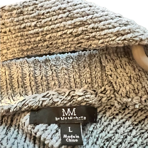 MM by MY MICHELLE Size L Knit Dolman Sleeve Pullover Sweater Lt. Blue White - Picture 7 of 8